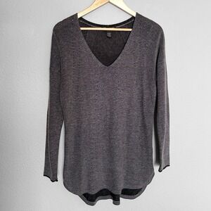 INC Womens Wool Blend Textured Knit V Neck Sweater Size L Career Academia Preppy